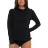 Champion Rash Guard for Women with Hood, Long Sleeve Hoodie Swim Shirts for Women, Quick Dry UPF 50+ SPF Sun & UV Protection(Black)
