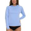 Champion Rash Guard for Women with Hood, Long Sleeve Hoodie Swim Shirts for Women, Quick Dry UPF 50+ SPF Sun & UV Protection(Light Blue)