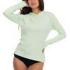 Champion Rash Guard for Women with Hood, Long Sleeve Hoodie Swim Shirts for Women, Quick Dry UPF 50+ SPF Sun & UV Protection(Lime)