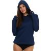 Champion Rash Guard for Women with Hood, Long Sleeve Hoodie Swim Shirts for Women, Quick Dry UPF 50+ SPF Sun & UV Protection(Navy)
