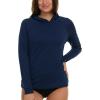 Champion Rash Guard for Women with Hood, Long Sleeve Hoodie Swim Shirts for Women, Quick Dry UPF 50+ SPF Sun & UV Protection(Navy)