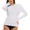 Champion Rash Guard for Women with Hood, Long Sleeve Hoodie Swim Shirts for Women, Quick Dry UPF 50+ SPF Sun & UV Protection(White)