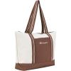 Champion Varsity Tote Bag with Zip Closure and Interior Mesh Pockets for Work, Travel, Daily Use, Our Favorite Fuchsia(Natural/Brown)