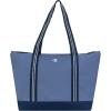 Champion Varsity Tote Bag with Zip Closure and Interior Mesh Pockets for Work, Travel, Daily Use, Our Favorite Fuchsia(Seven Seas Blue/Navy)