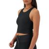 Champion Women’s Crop Top, Soft Touch, Moisture Wicking, Ribbed Cropped Top for Women(Black Ribbed)