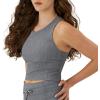 Champion Women’s Crop Top, Soft Touch, Moisture Wicking, Ribbed Cropped Top for Women(Ebony Heather Ribbed)