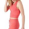 Champion Women’s Crop Top, Soft Touch, Moisture Wicking, Ribbed Cropped Top for Women(High Tide Coral Ribbed)