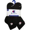 Champion Women’s Cushioned Quarter Socks (6-Pack)(Black – Toe Logo)