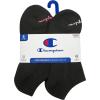 Champion Women’s Low Cut Athletic Socks (6-Pack)(Black – Toe Logo)