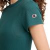 Champion Women’s Slim Ribbed Tee, Iconic C Patch(Emerald Allure)