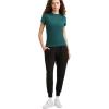 Champion Women’s Slim Ribbed Tee, Iconic C Patch(Emerald Allure)