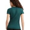 Champion Women’s Slim Ribbed Tee, Iconic C Patch(Emerald Allure)