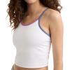 Champion Women’s Soft Touch Longline Cami, Shelf Bra, C Logo(White/Multi)