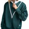 Champion Women’s Yearbook 1/4 Zip Pullover(Emerald Allure/White)
