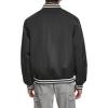 Champion mens Logo Striped-trim Varsity Jacket(Black)