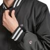 Champion mens Logo Striped-trim Varsity Jacket(Black)