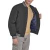Champion mens Logo Striped-trim Varsity Jacket(Black Matte Filled)