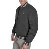 Champion mens Logo Striped-trim Varsity Jacket(Black Matte Filled)