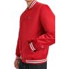 Champion mens Logo Striped-trim Varsity Jacket(Chili Pepper)