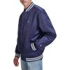Champion mens Logo Striped-trim Varsity Jacket(Peacoat)