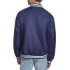Champion mens Logo Striped-trim Varsity Jacket(Peacoat)
