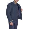 Champion mens Logo Striped-trim Varsity Jacket(Peacoat Matte Filled)