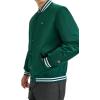 Champion mens Logo Striped-trim Varsity Jacket(Rain Forest)