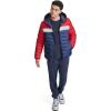 Champion mens Performance Lightweight Puffer Jacket With Hood(Midnight/Ice/Red)