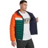 Champion mens Performance Lightweight Puffer Jacket With Hood(Orange Combo)