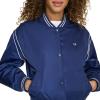 Champion womens Cropped Varsity Bomber Jacket(Medieval Blue)