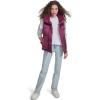 Champion womens Satin Quilted Puffer Vest With Stand Collar(Dark Pink)