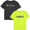Champion Boys 2 Pack Short Sleeve Tee Shirt for Kids(Black-bright Yellow Poly)