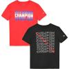 Champion Boys 2 Pack Short Sleeve Tee Shirt for Kids(Black-red)
