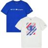 Champion Boys 2 Pack Short Sleeve Tee Shirt for Kids(Blue-light Grey Heather)