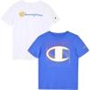 Champion Boys 2 Pack Short Sleeve Tee Shirt for Kids(Saxony Blue-white Poly)