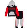 Champion Boys Hoodie and Jogger Set for Kids 2 Piece Athletic Sweatsuit Sets(Black-red-gray)