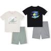 Champion Boys Short Sets – 4 Piece Short Set for Boys(Black-light Green)