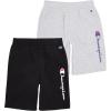 Champion Boys Shorts 2 Pack Athletic Fleece Short for Boys(Grey Heather-black)