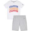 Champion Boys Shorts Sets 2 Piece Tee Shirt and Athletic Shorts for Kids(Bright White-grey Heather)