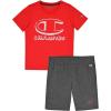 Champion Boys Shorts Sets 2 Piece Tee Shirt and Athletic Shorts for Kids(Charcoal-red)