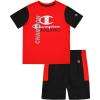 Champion Boys Shorts Sets 2 Piece Tee Shirt and Athletic Shorts for Kids(Crimson-black)