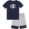 Champion Boys Shorts Sets 2 Piece Tee Shirt and Athletic Shorts for Kids(Dark Navy-grey)
