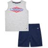 Champion Boys Shorts Sets 2 Piece Tee Shirt and Athletic Shorts for Kids(Navy Blue-grey Heather)