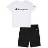 Champion Boys Shorts Sets 2 Piece Tee Shirt and Athletic Shorts for Kids(Signature Bright White)