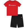 Champion Boys Shorts Sets 2 Piece Tee Shirt and Athletic Shorts for Kids(Signature Lychee Red)