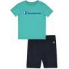 Champion Boys Shorts Sets 2 Piece Tee Shirt and Athletic Shorts for Kids(Signature Oasis Green)