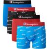 Champion Boys’ Underwear, Everyday Active Stretch Boxer Briefs, Assorted 4-pack Boxer Briefs(Blue/Red/Scripts)