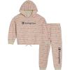 Champion Girls Hoodie and Sweatpant Set for Kids Athletic Fleece Sweatsuit(Beige)
