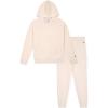 Champion Girls Hoodie and Sweatpant Set for Kids Athletic Fleece Sweatsuit(Cream Cargo)