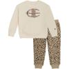 Champion Girls Hoodie and Sweatpant Set for Kids Athletic Fleece Sweatsuit(Egret)